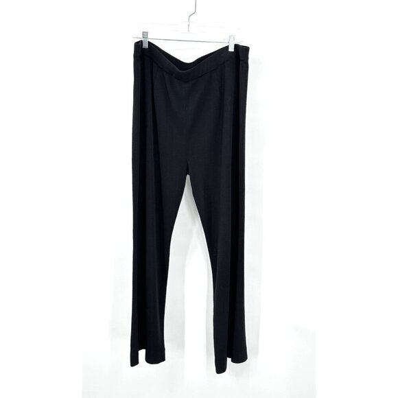 MISOOK wide leg pants elastic waist pull on knit stretchy dress black plus 2X - Picture 1 of 9